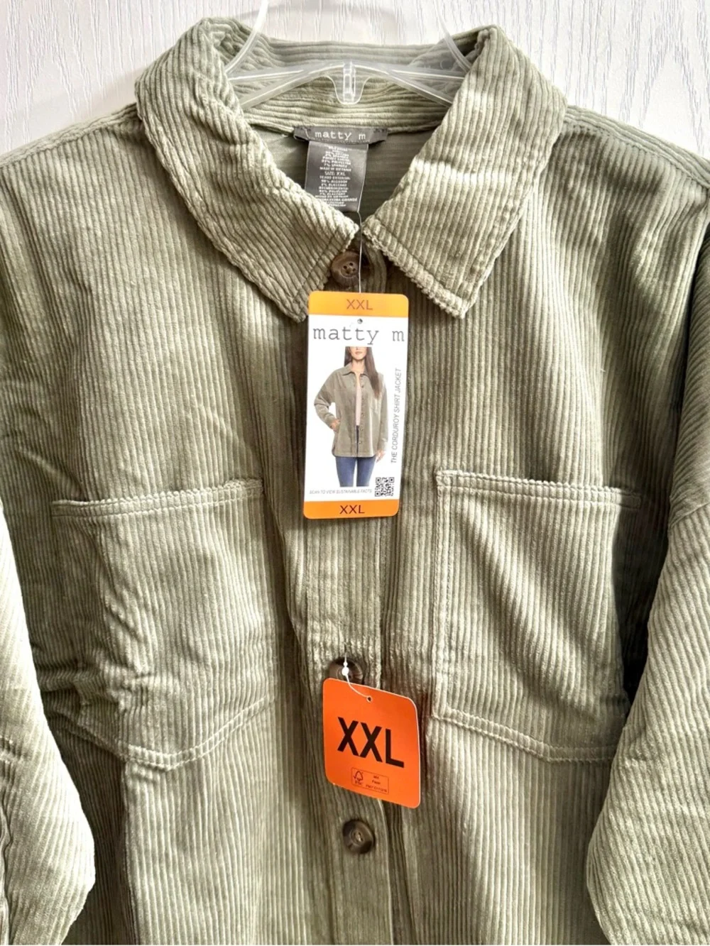 Matty M Olive Corduroy Shirt Jacket - Picture 2 of 7